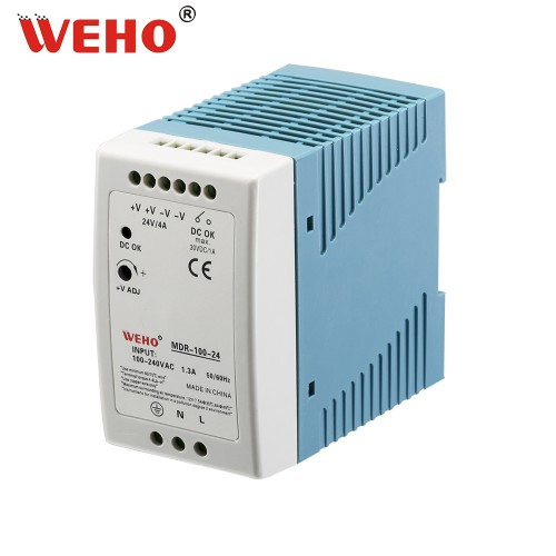 Plastik kabuk 5V/12V/24V/48V dc dinrail güç kaynağı 100w
